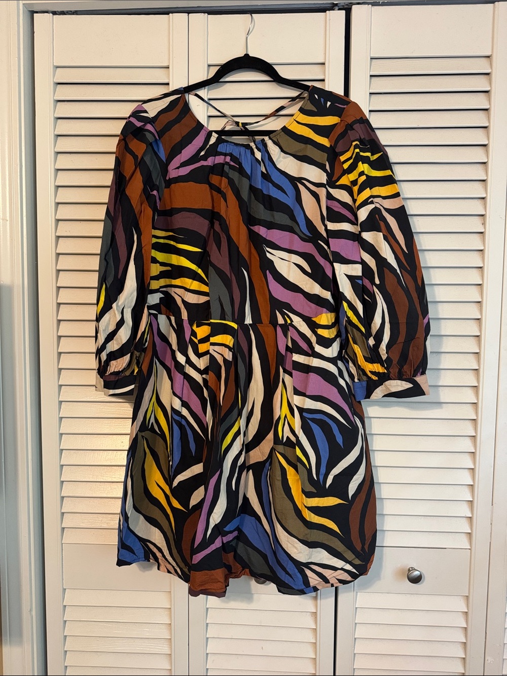 Who What Wear Multicolor Zebra-Print Midi Dress